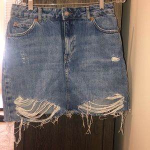 Ripped Denim Skirt